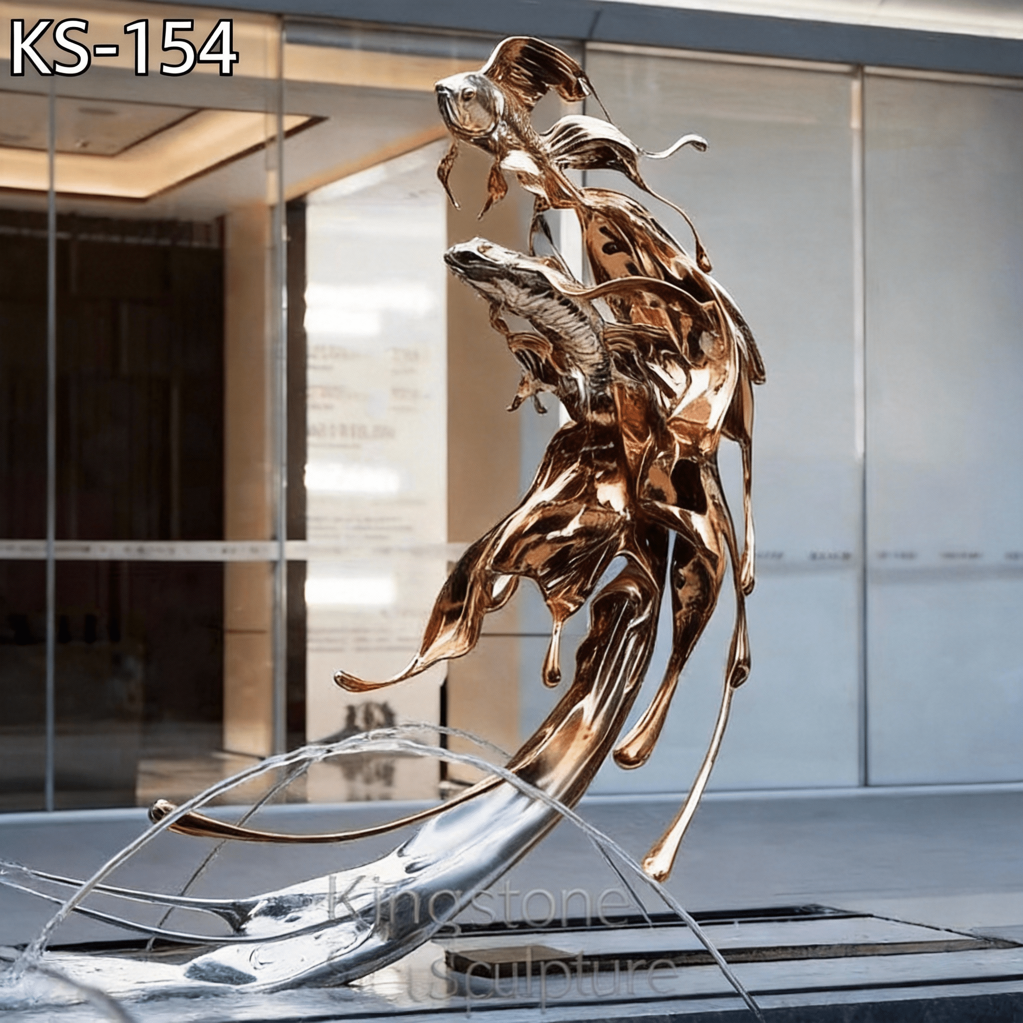 KS - 154 Modern Mirror Stainless Steel Monumental Koi Fish Sculpture - Kingstone Sculpture