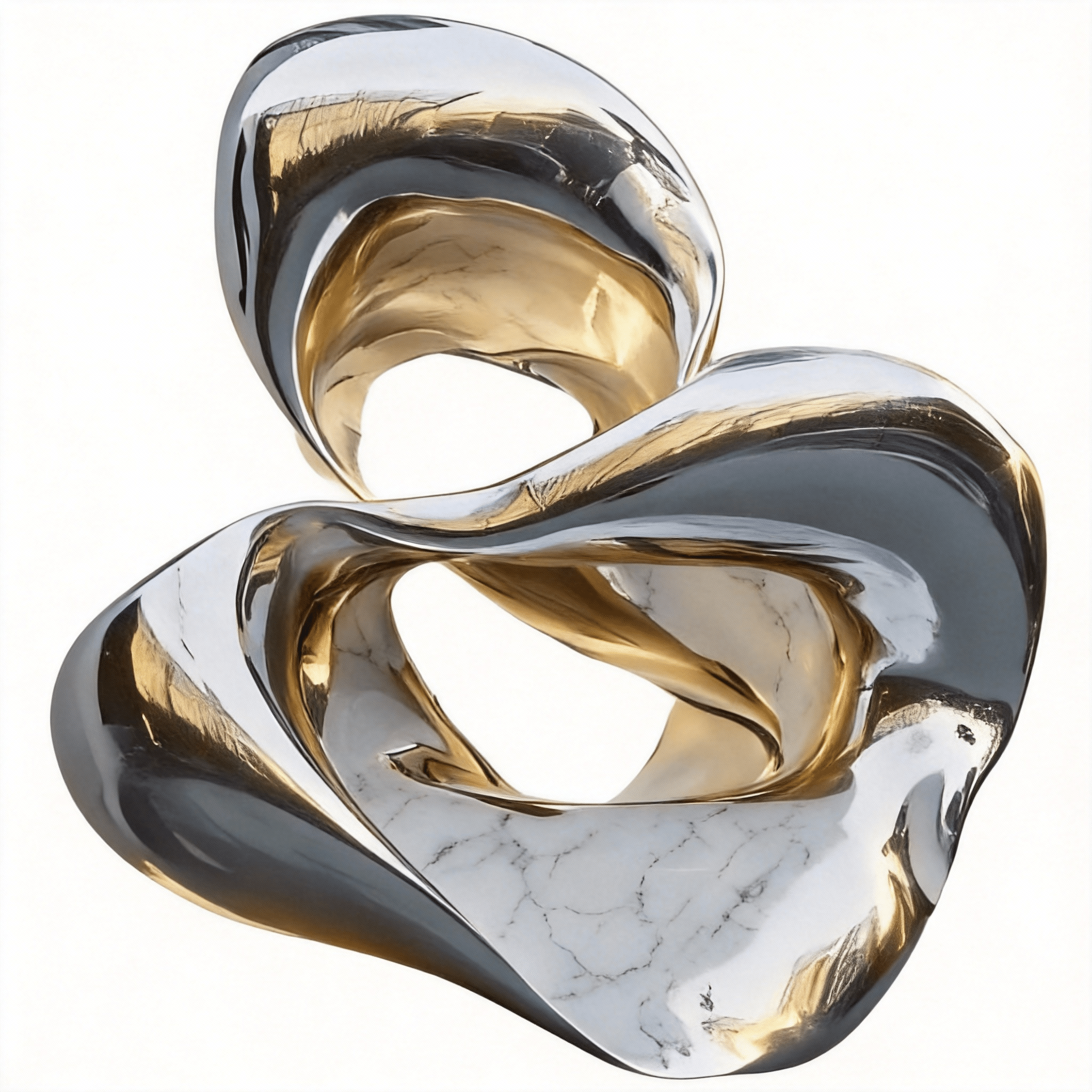 KS - 015 Modern Mirror Stainless Steel Abstract Biomorphic Swirl Sculpture - Kingstone Sculpture