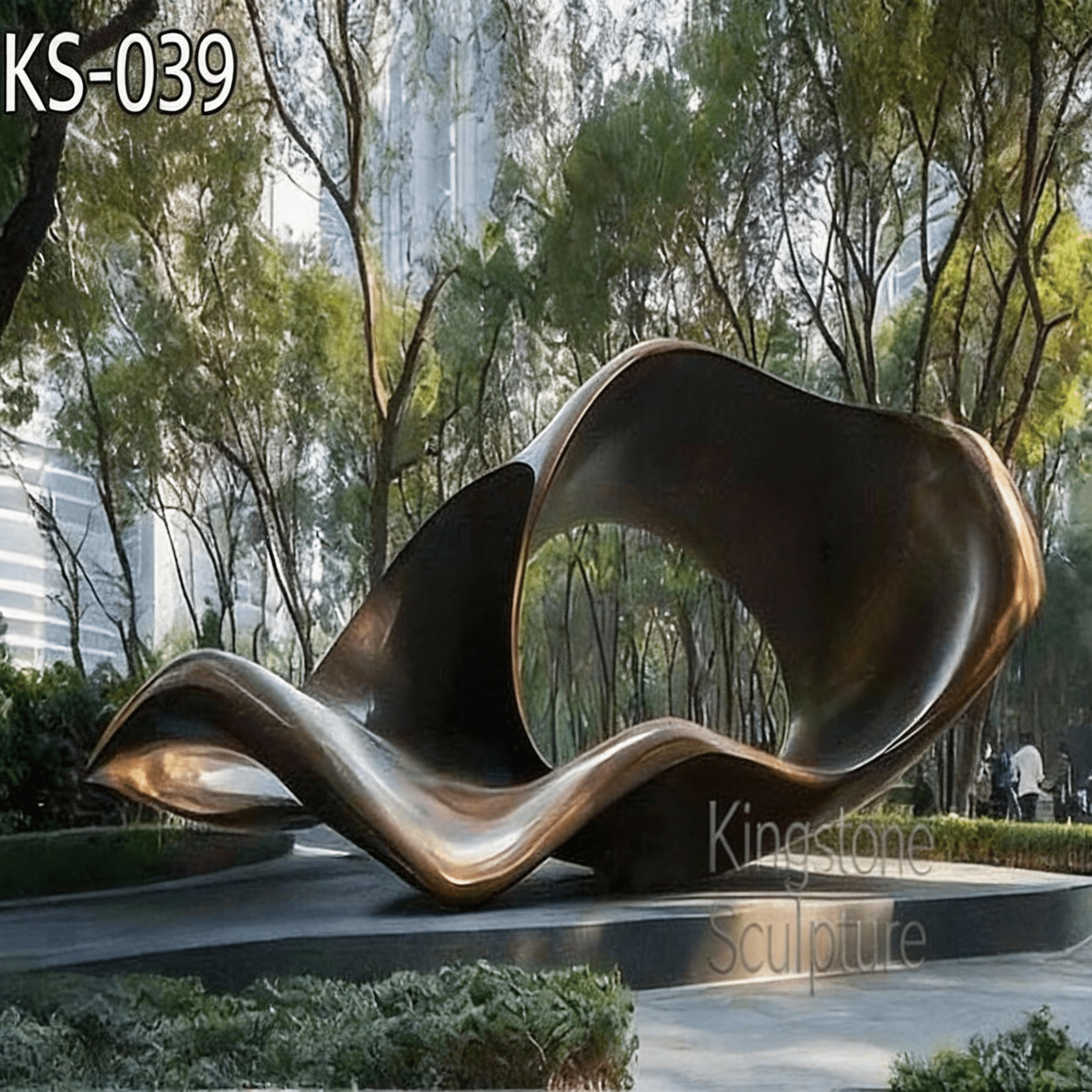 KS - 039 Contemporary Painted Stainless Steel Organic Ribbon Sculpture - Kingstone Sculpture