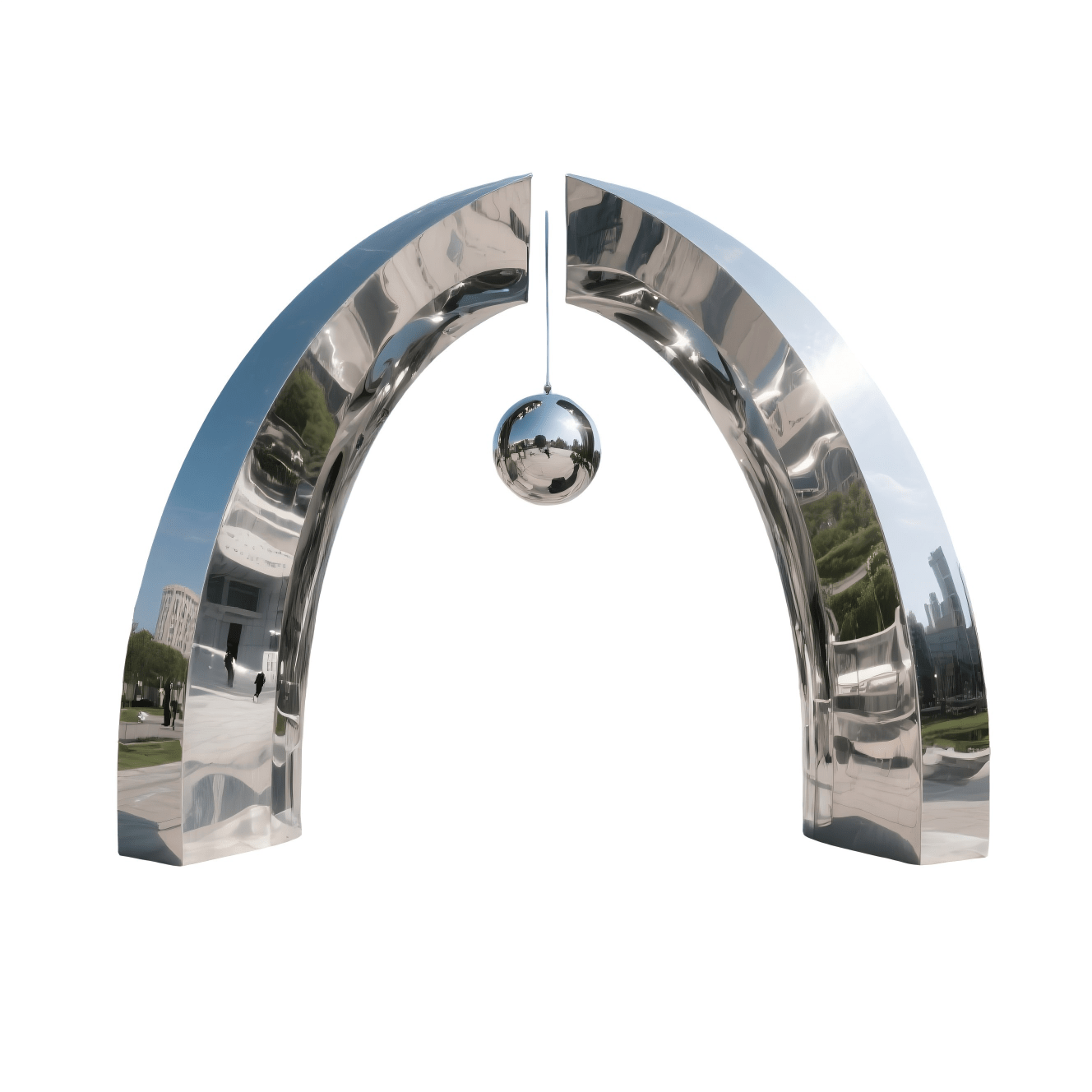 KS - 013 Modern Mirror Stainless Steel Pendulum Archway Sculpture - Kingstone Sculpture