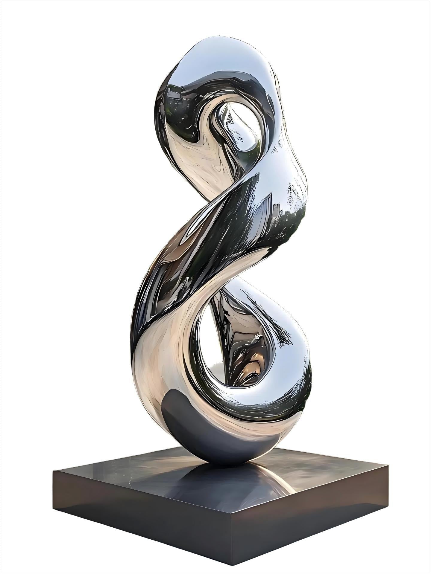 KS - 018 Modern Mirror Stainless Steel Infinite Twist Sculpture - Kingstone Sculpture