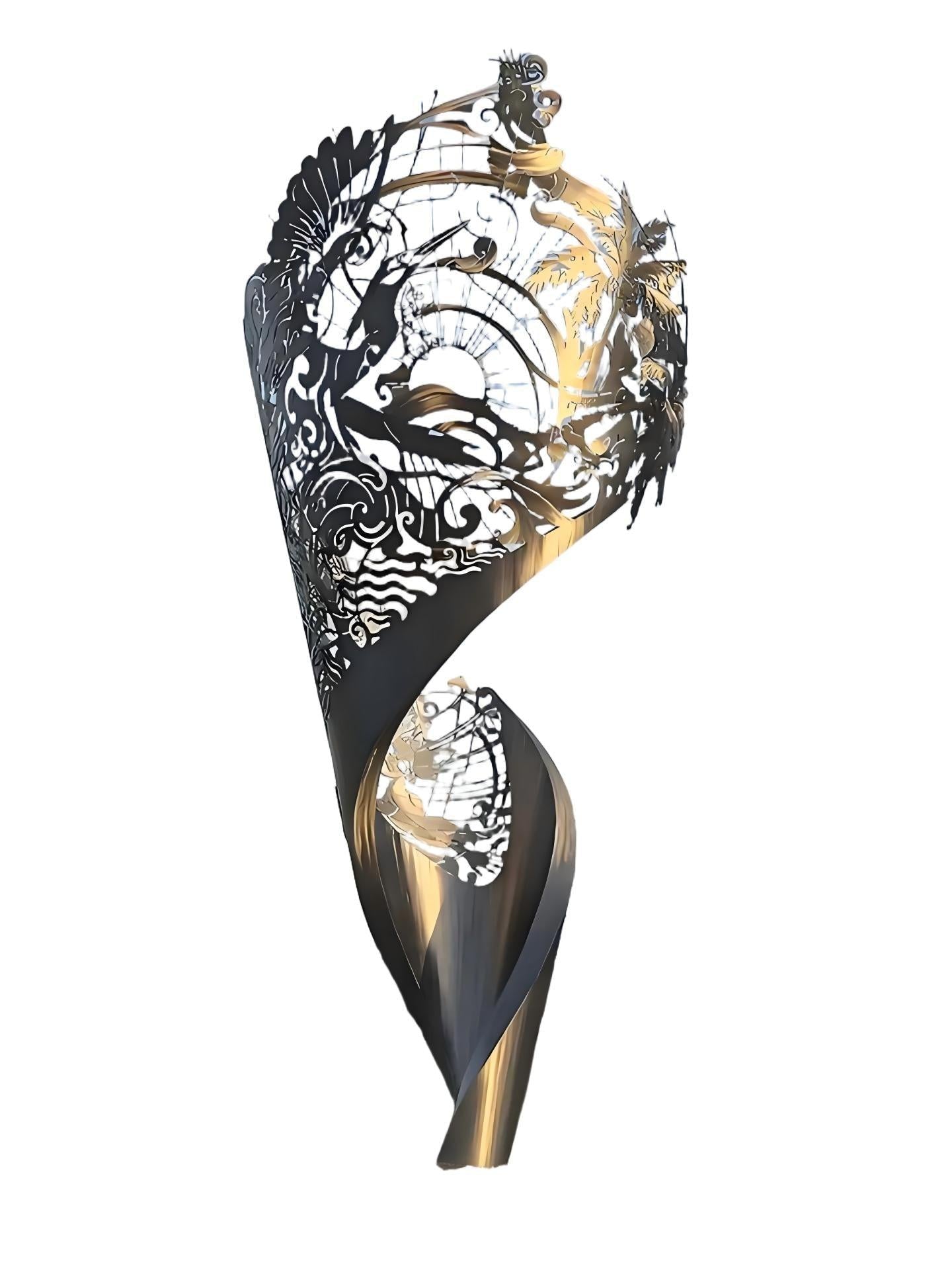 KS - 023 Modern Mirror Stainless Steel Narrative Silhouette Vortex Sculpture - Kingstone Sculpture