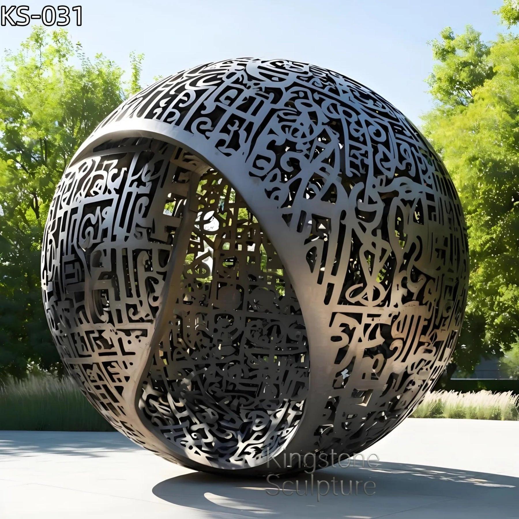 KS - 031 Modern Custom Painted Stainless Steel Hollow Sphere Garden Sculpture - Kingstone Sculpture