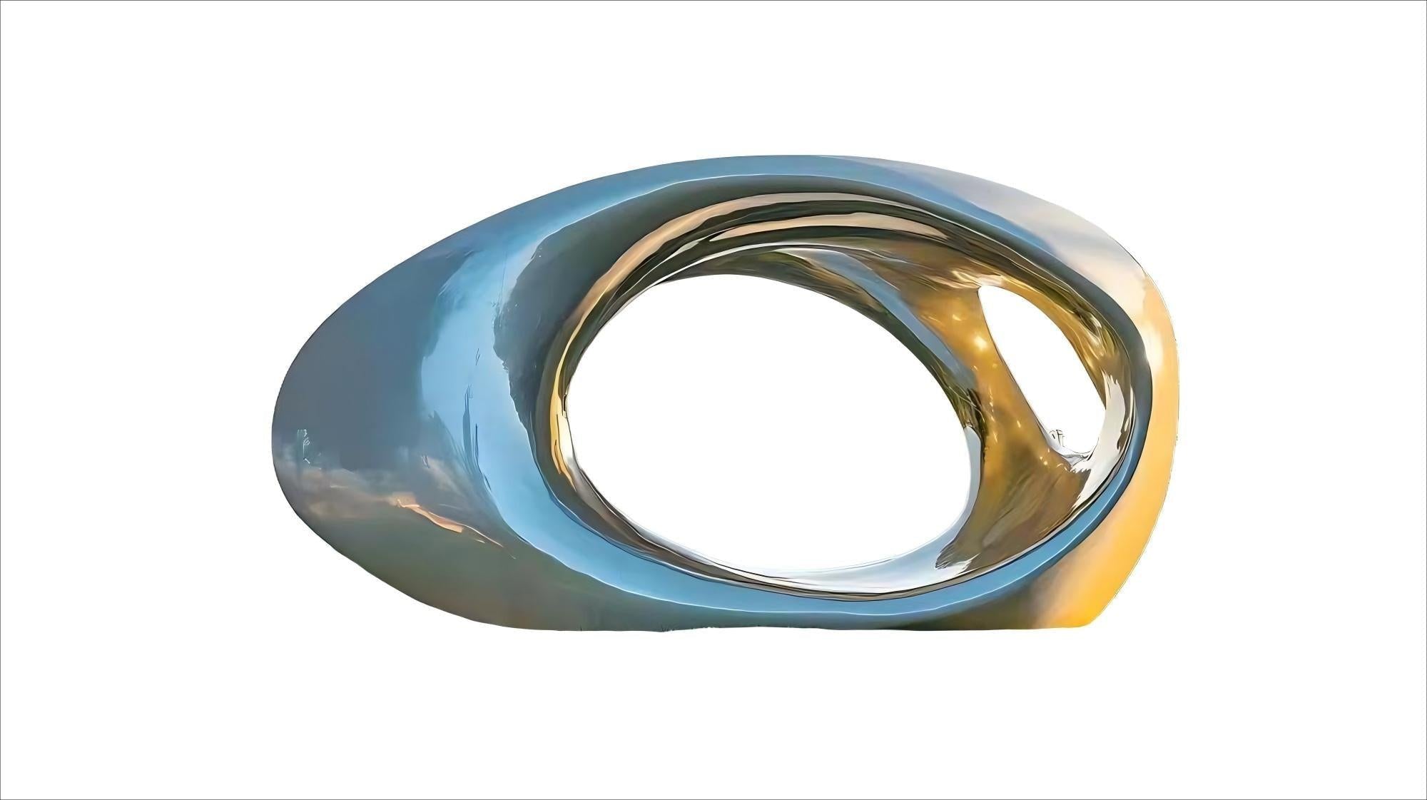 KS - 040 Modern Painted Stainless Steel Organic Oval Hollow Sculpture - Kingstone Sculpture