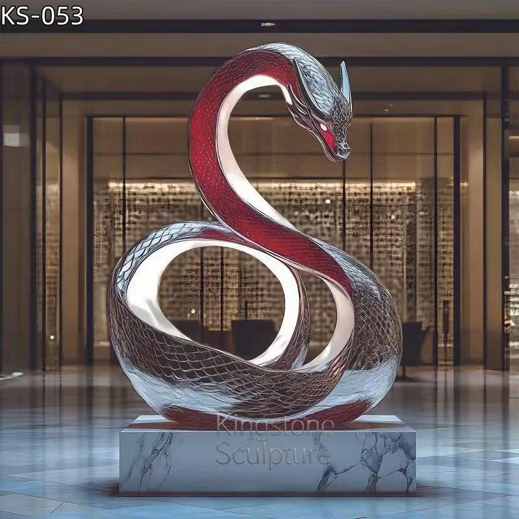 KS - 053 Majestic Painted Stainless Steel Dragon Infinity Sculpture - Kingstone Sculpture