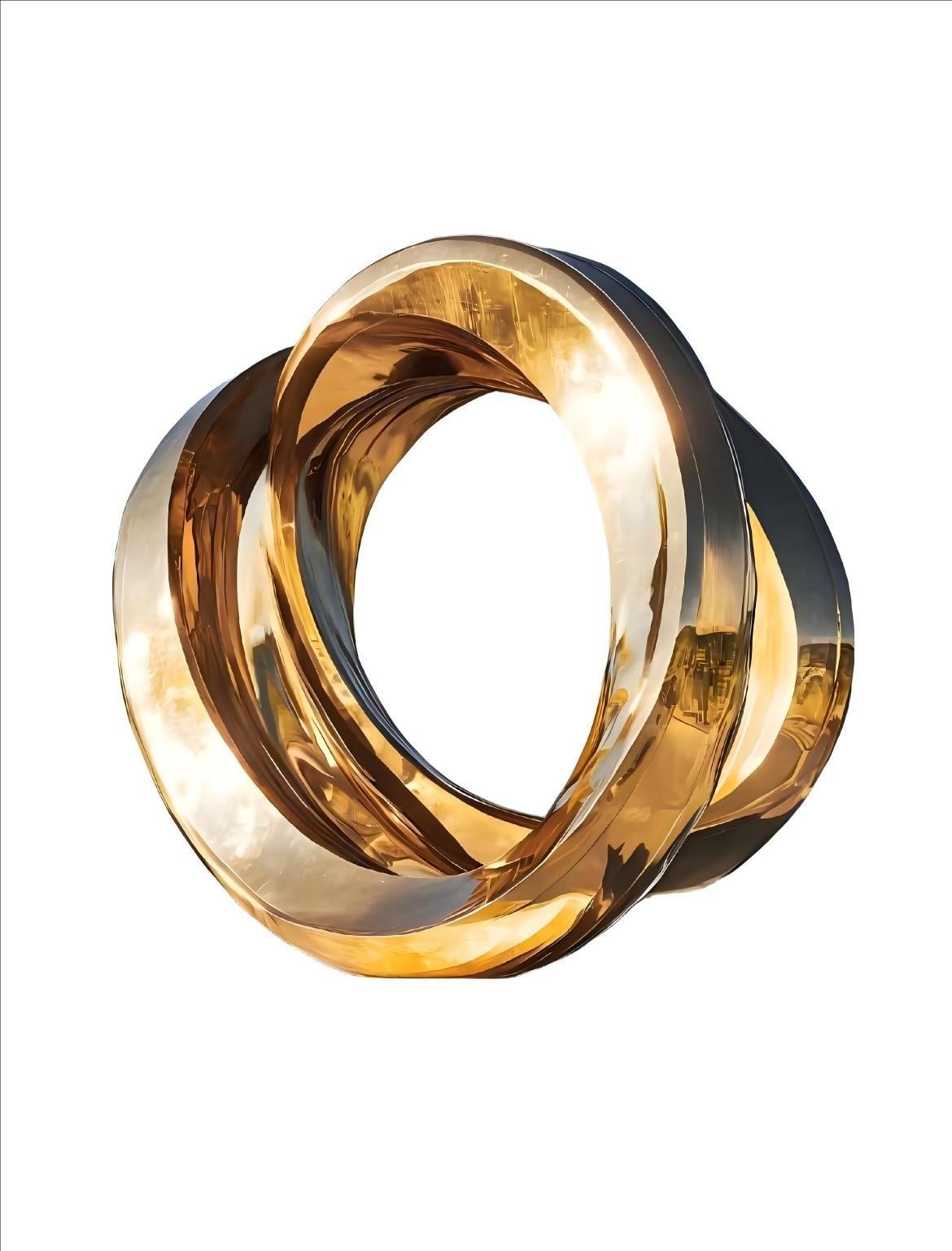 KS - 054 Modern Gold Mirror Stainless Steel Abstract Circular Vortex Sculpture - Kingstone Sculpture