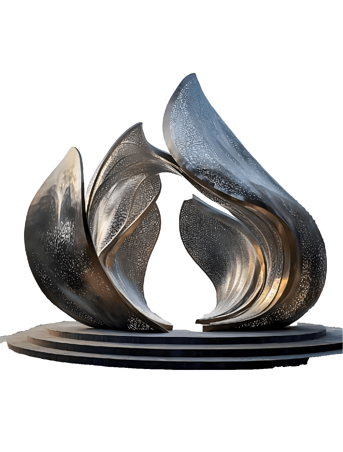 KS - 056 Modern Mirror Stainless Steel Hollow Lattice Bloom Sculpture - Kingstone Sculpture