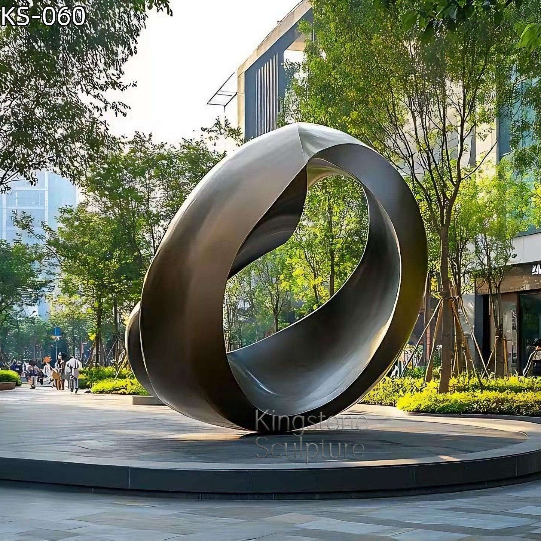 KS - 060 Modern Brushed Stainless Steel Abstract Infinity Annulus Sculpture - Kingstone Sculpture