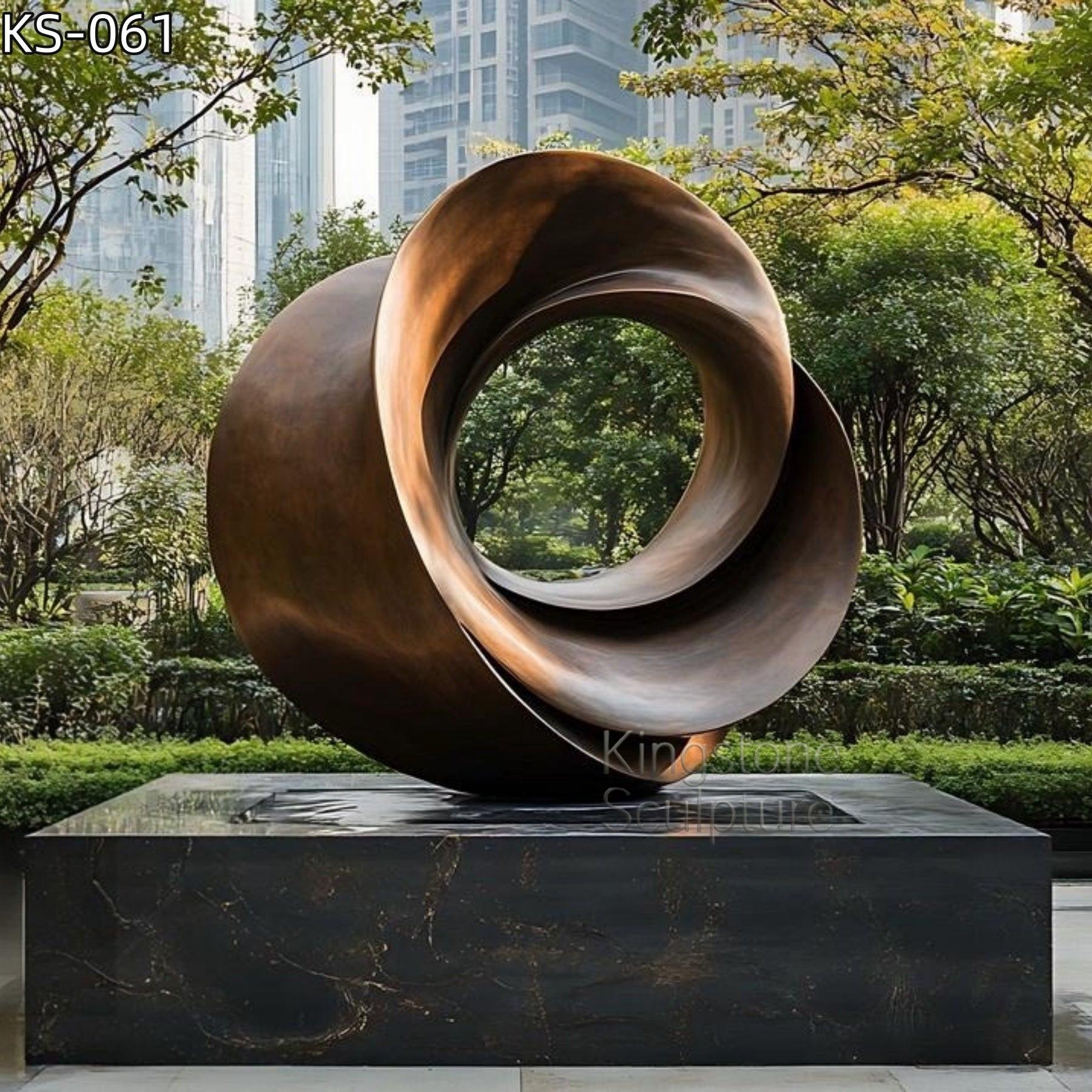 KS - 061 Modern Brushed Bronze - Finish Stainless Steel Infinity Annulus Sculpture - Kingstone Sculpture