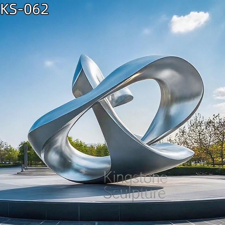 KS - 062 Modern Brushed Stainless Steel Monumental Infinity Knot Sculpture - Kingstone Sculpture
