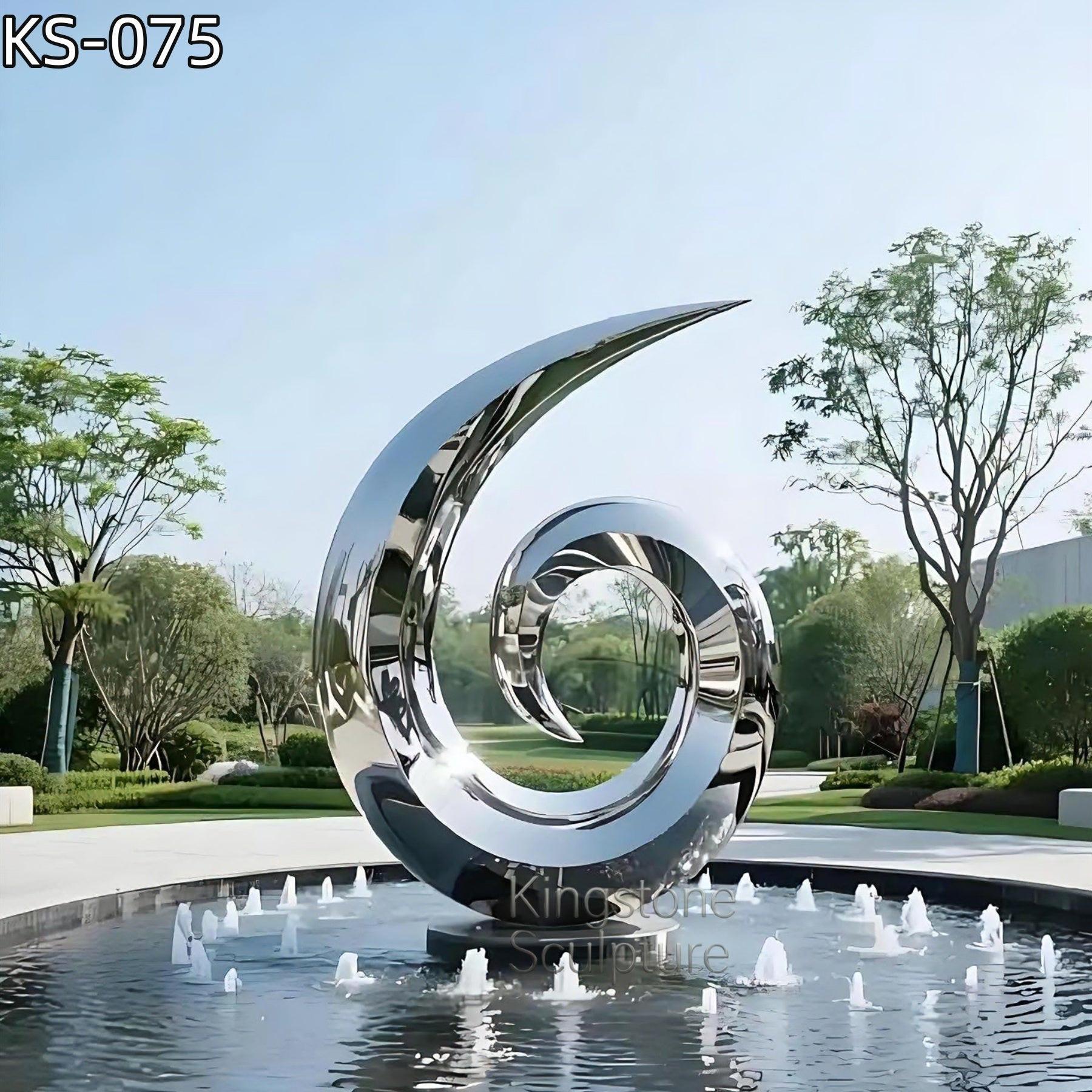 KS - 075 Modern Mirror Stainless Steel Undulating Vortex Sculpture - Kingstone Sculpture