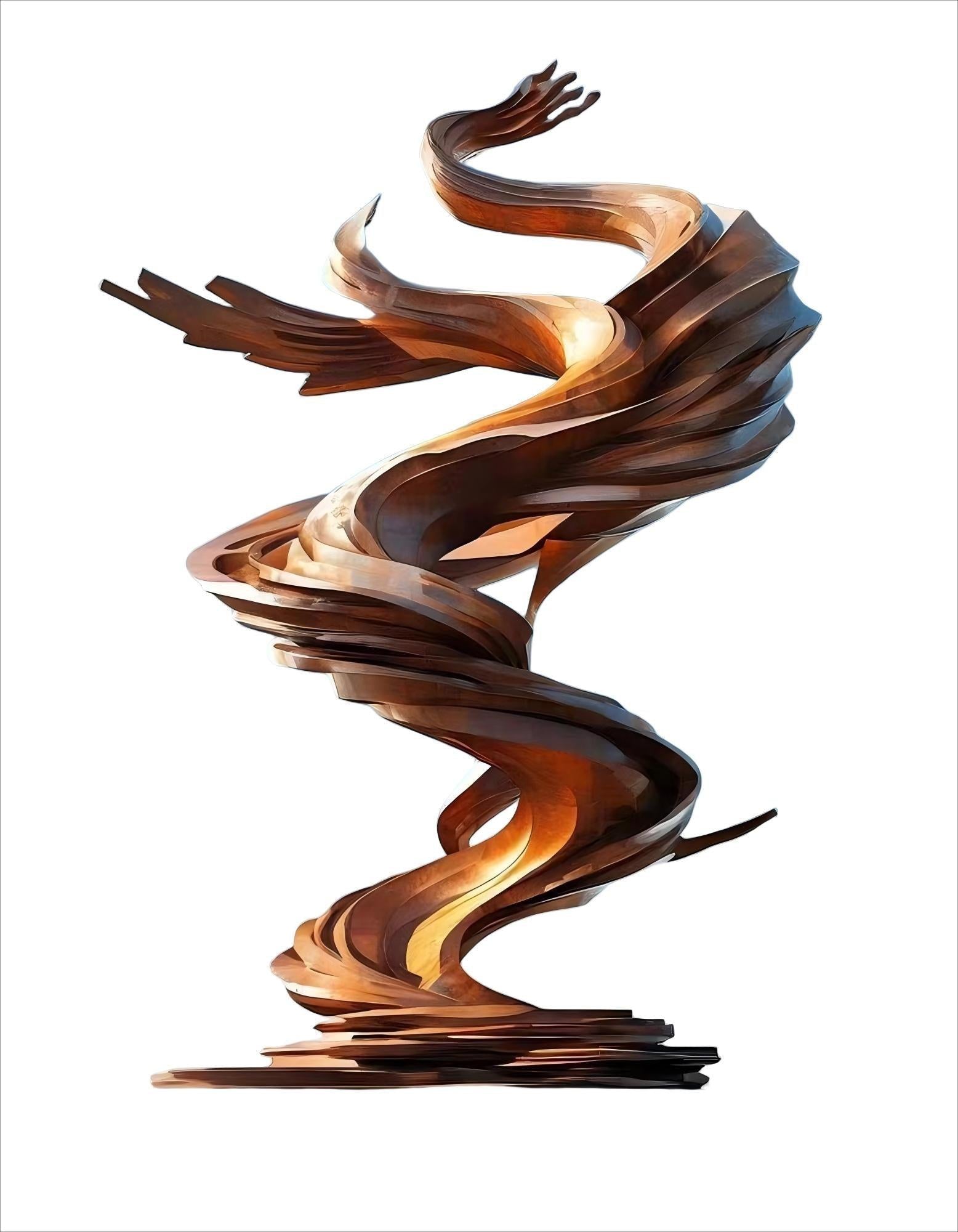 KS - 076 Majestic Painted Stainless Steel Abstract Spiral Vortex Sculpture - Kingstone Sculpture