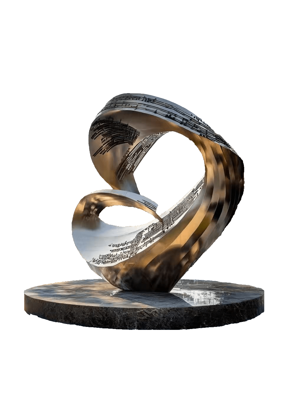 KS - 077 Modern Mirror Stainless Steel Abstract Musical Rhythm Sculpture - Kingstone Sculpture