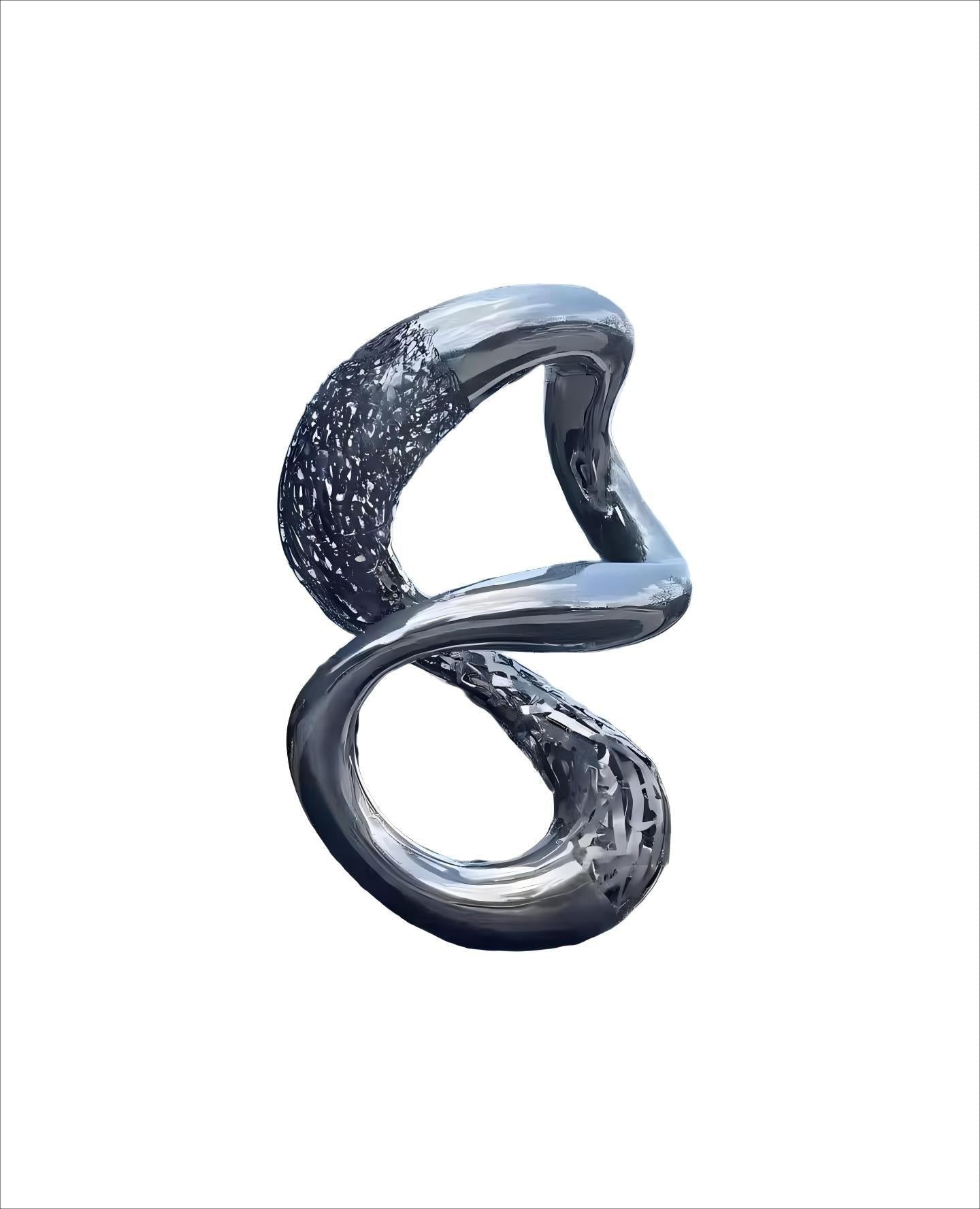 KS - 087 Modern Mirror Stainless Steel Twisted Fluid Sculpture - Kingstone Sculpture