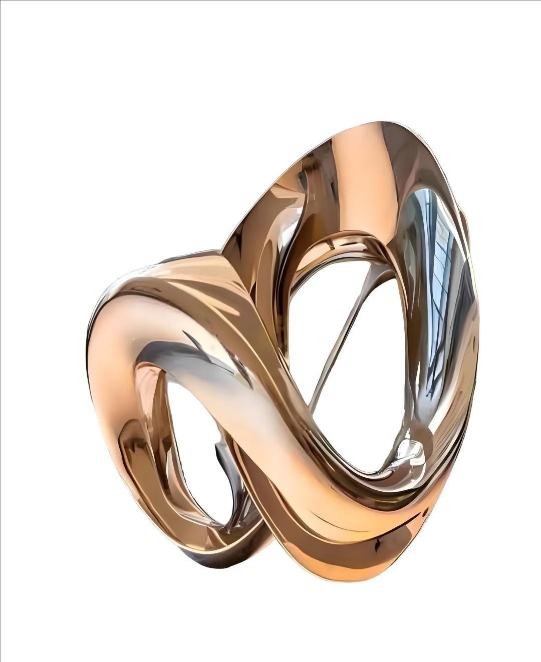 KS - 094 Modern Gold Mirror Stainless Steel Abstract Möbius Infinity Sculpture - Kingstone Sculpture