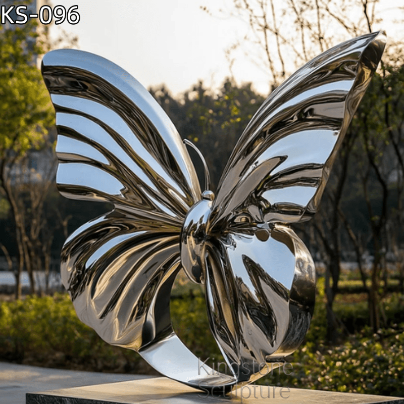 KS - 096 Modern Mirror Stainless Steel Monumental Butterfly Sculpture - Kingstone Sculpture