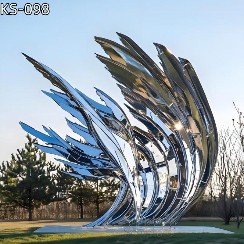 KS - 098 Modern Mirror Stainless Steel Abstract Dynamic Wing Sculpture - Kingstone Sculpture