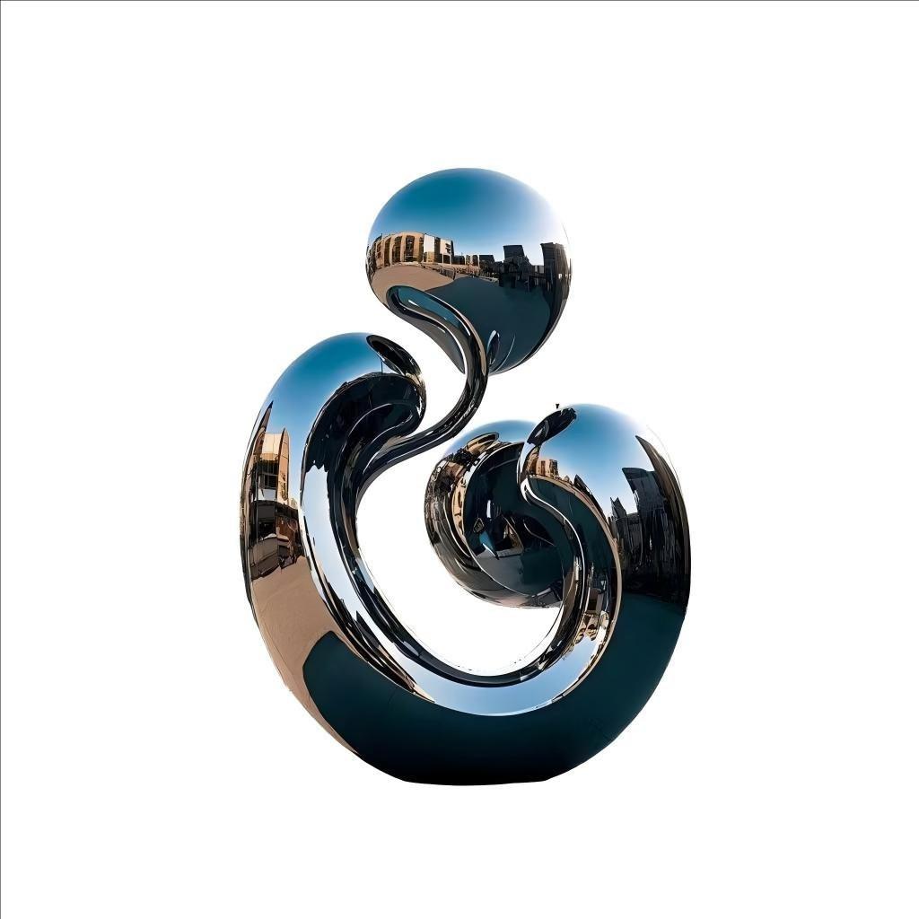 KS - 099 Modern Mirror Stainless Steel Abstract Trilogy Sphere Sculpture - Kingstone Sculpture