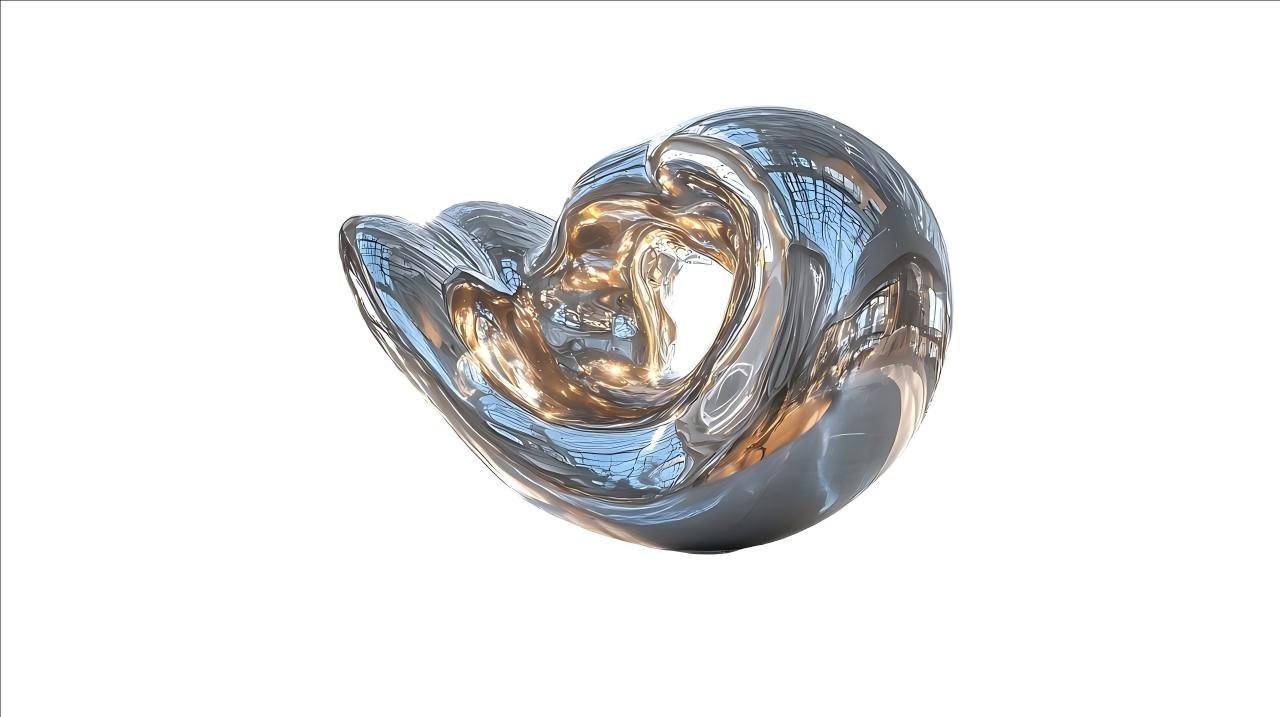 KS - 103 Modern Mirror Stainless Steel Abstract Folded Shell Sculpture - Kingstone Sculpture