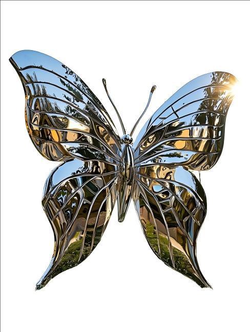KS - 114 Modern Mirror Stainless Steel Intricate Wing Butterfly Sculpture - Kingstone Sculpture