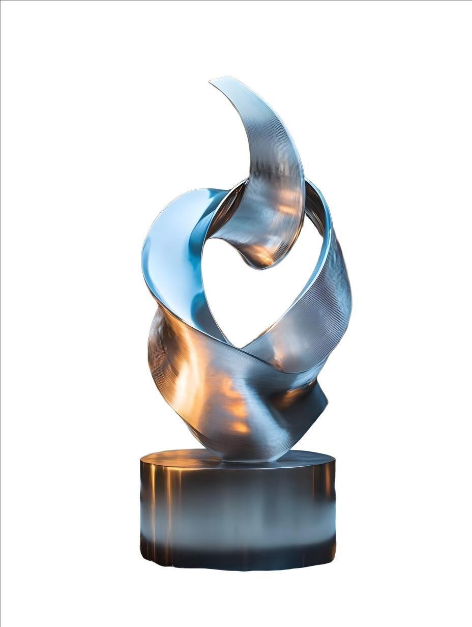 KS - 115 Modern Brushed Stainless Steel Dynamic Twist Sculpture - Kingstone Sculpture