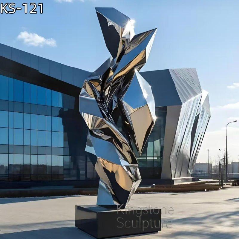 KS - 121 Modern Mirror Stainless Steel Abstract Crystalline Monument - Kingstone Sculpture