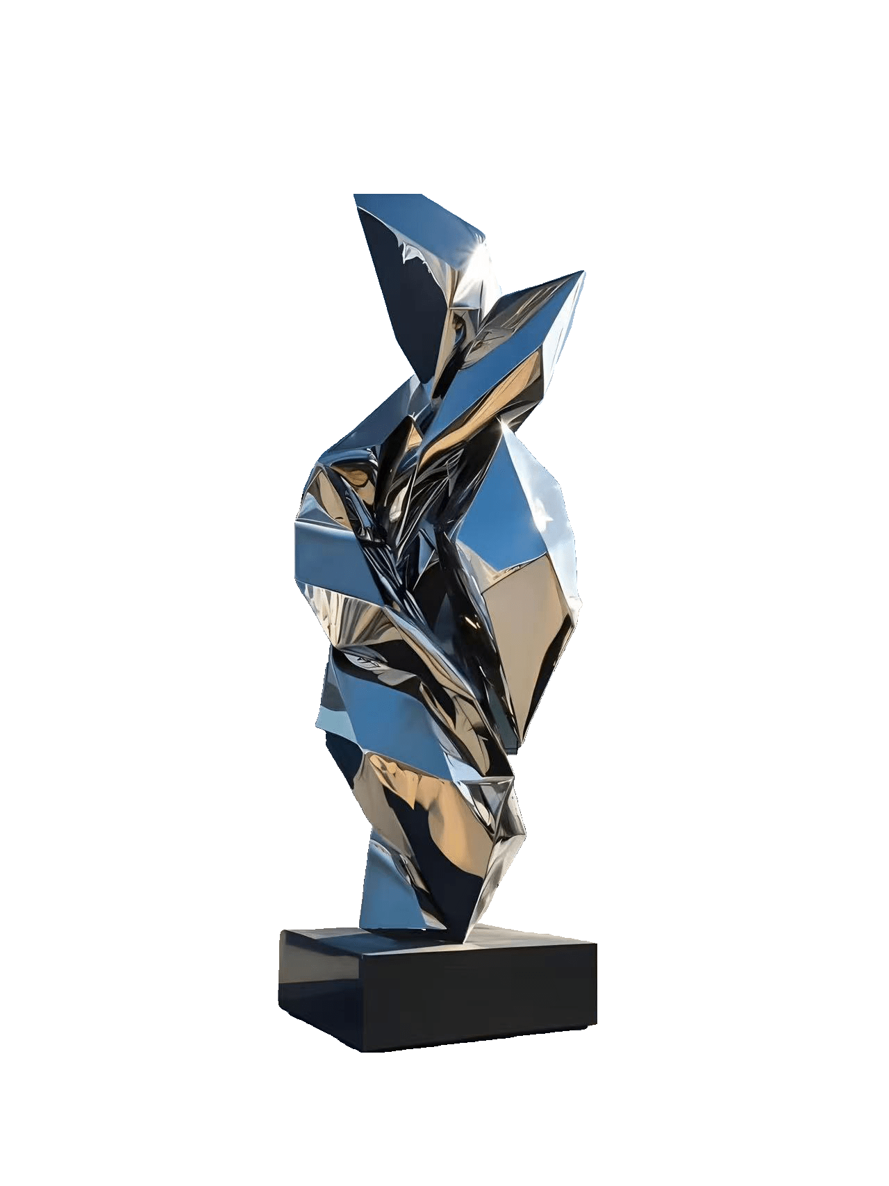 KS - 121 Modern Mirror Stainless Steel Abstract Crystalline Monument - Kingstone Sculpture