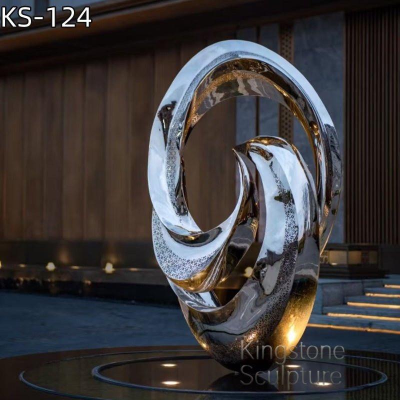KS - 124 Modern Mirror Stainless Steel Abstract Orbital Swirl Sculpture - Kingstone Sculpture