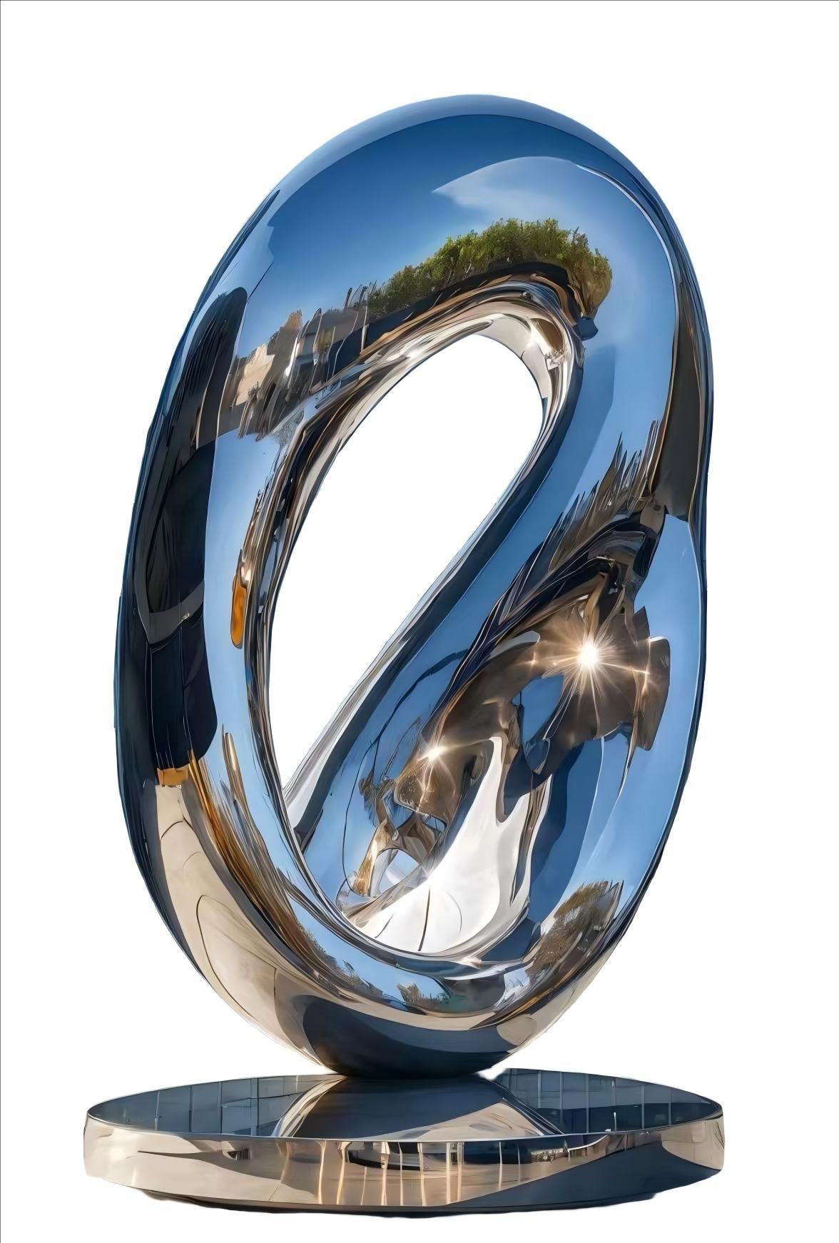 KS - 126 Modern Mirror Stainless Steel Monumental Infinity Twist Sculpture - Kingstone Sculpture