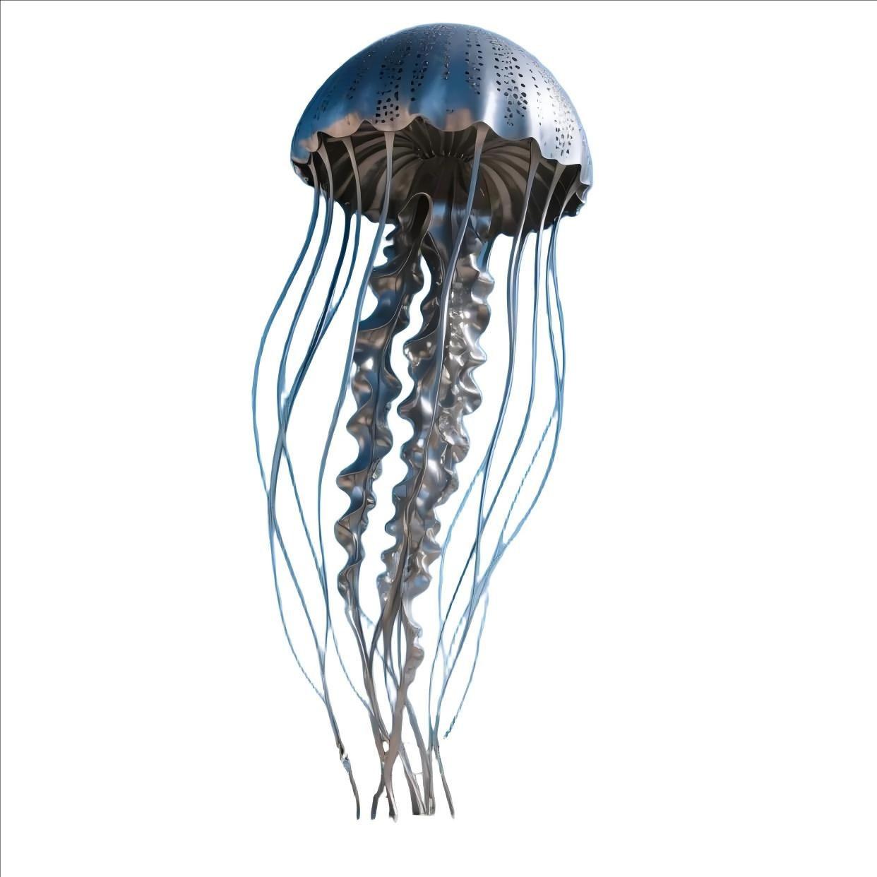 KS - 136 Modern Mirror Stainless Steel Monumental Jellyfish Sculpture - Kingstone Sculpture