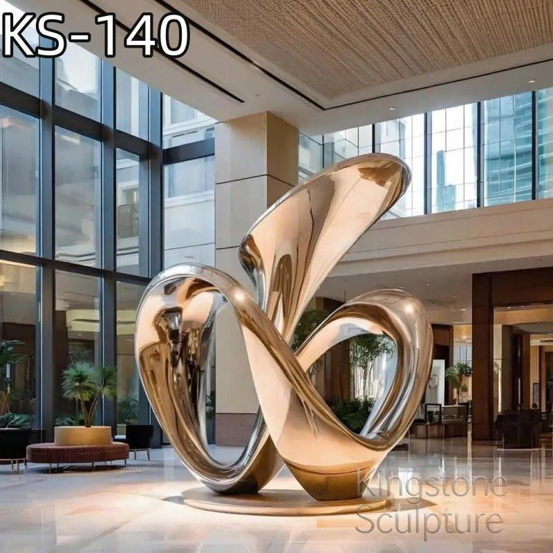KS - 140 Modern Painted Stainless Steel Abstract Trinity Loop Sculpture - Kingstone Sculpture