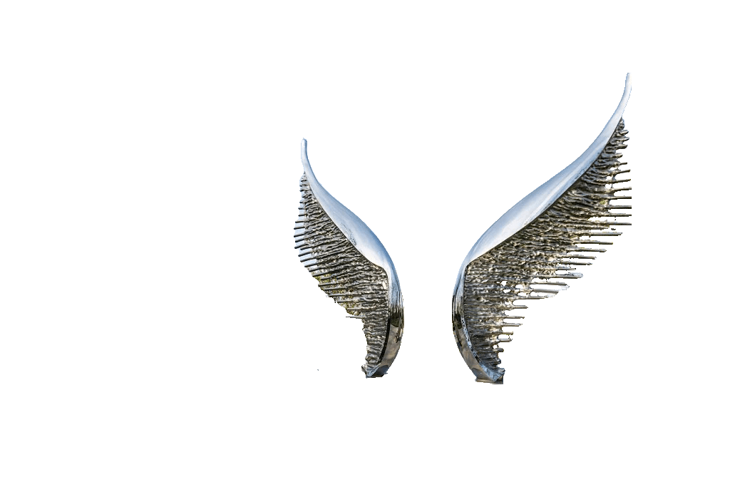 KS - 142 Modern Mirror Stainless Steel Monumental Twin Wings Sculpture - Kingstone Sculpture