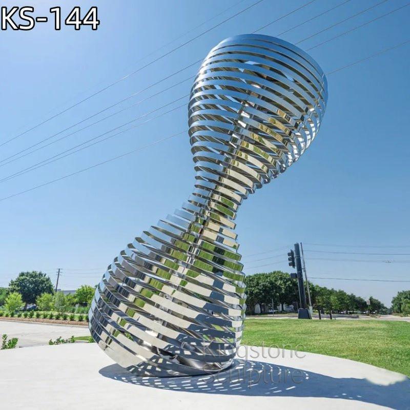 KS - 144 Modern Mirror Stainless Steel Abstract Slatted Hourglass Sculpture - Kingstone Sculpture