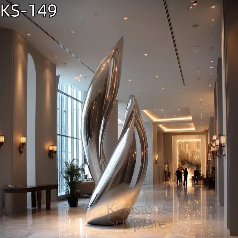 KS - 149 Modern Mirror Stainless Steel Abstract Twin Flame Sculpture - Kingstone Sculpture