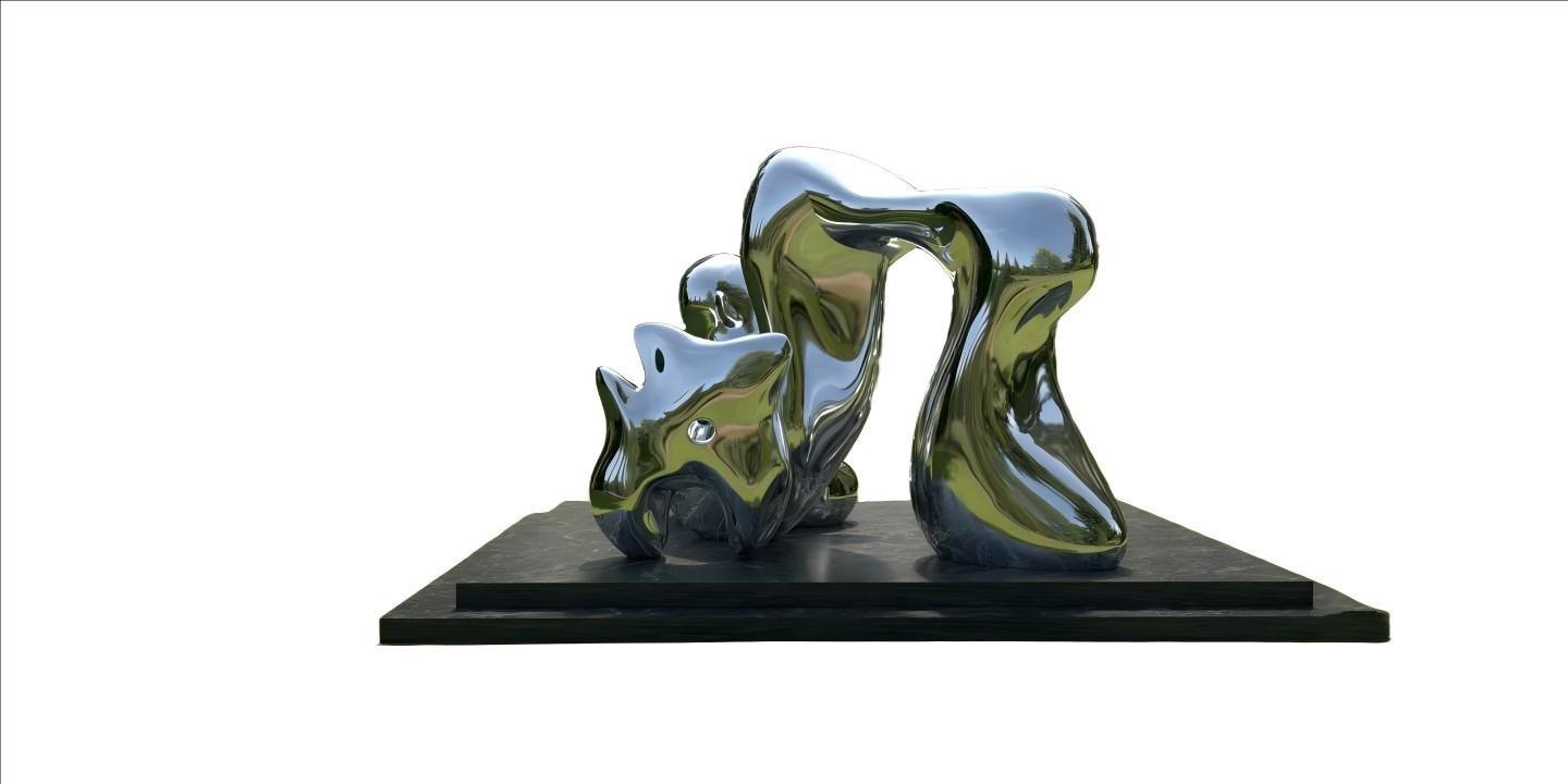 KS - 150 Modern Mirror Stainless Steel Biomorphic Abstract Garden Sculpture - Kingstone Sculpture