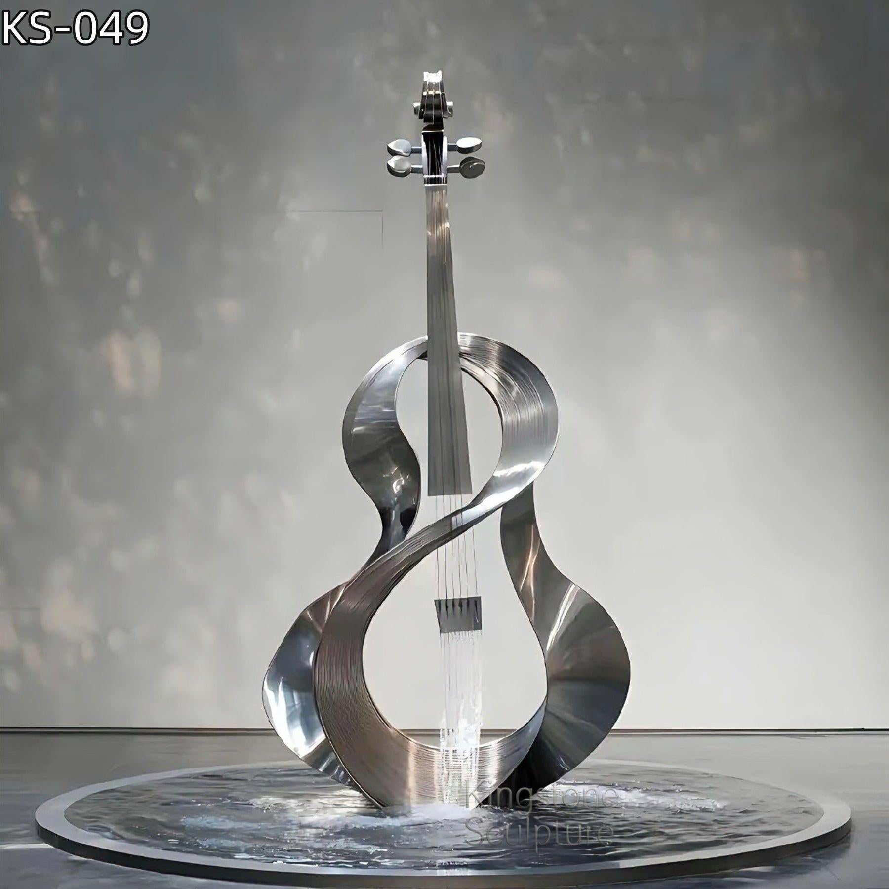KS - 049 Modern Mirror Stainless Steel Musical Cello Sculpture - Kingstone Sculpture
