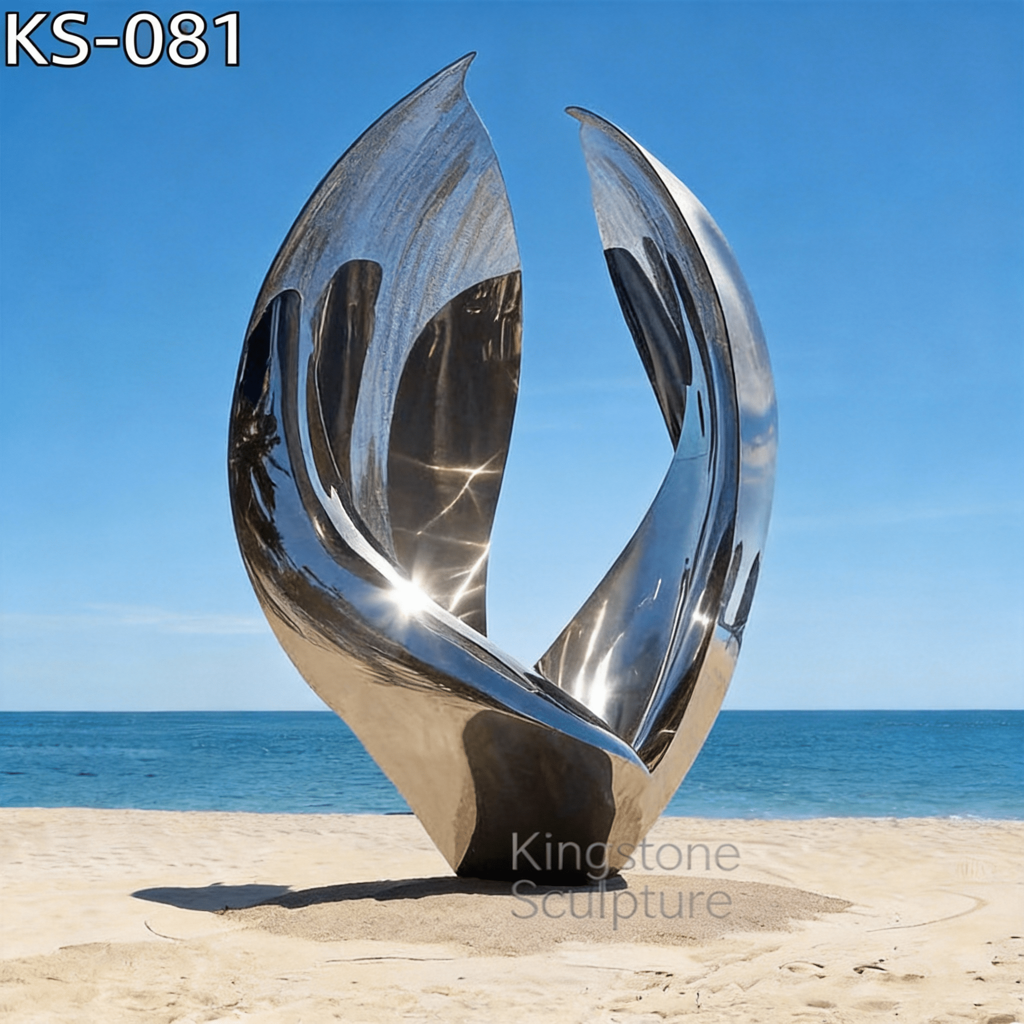 KS - 081 Modern Mirror Stainless Steel Abstract Soaring Petals Sculpture - Kingstone Sculpture