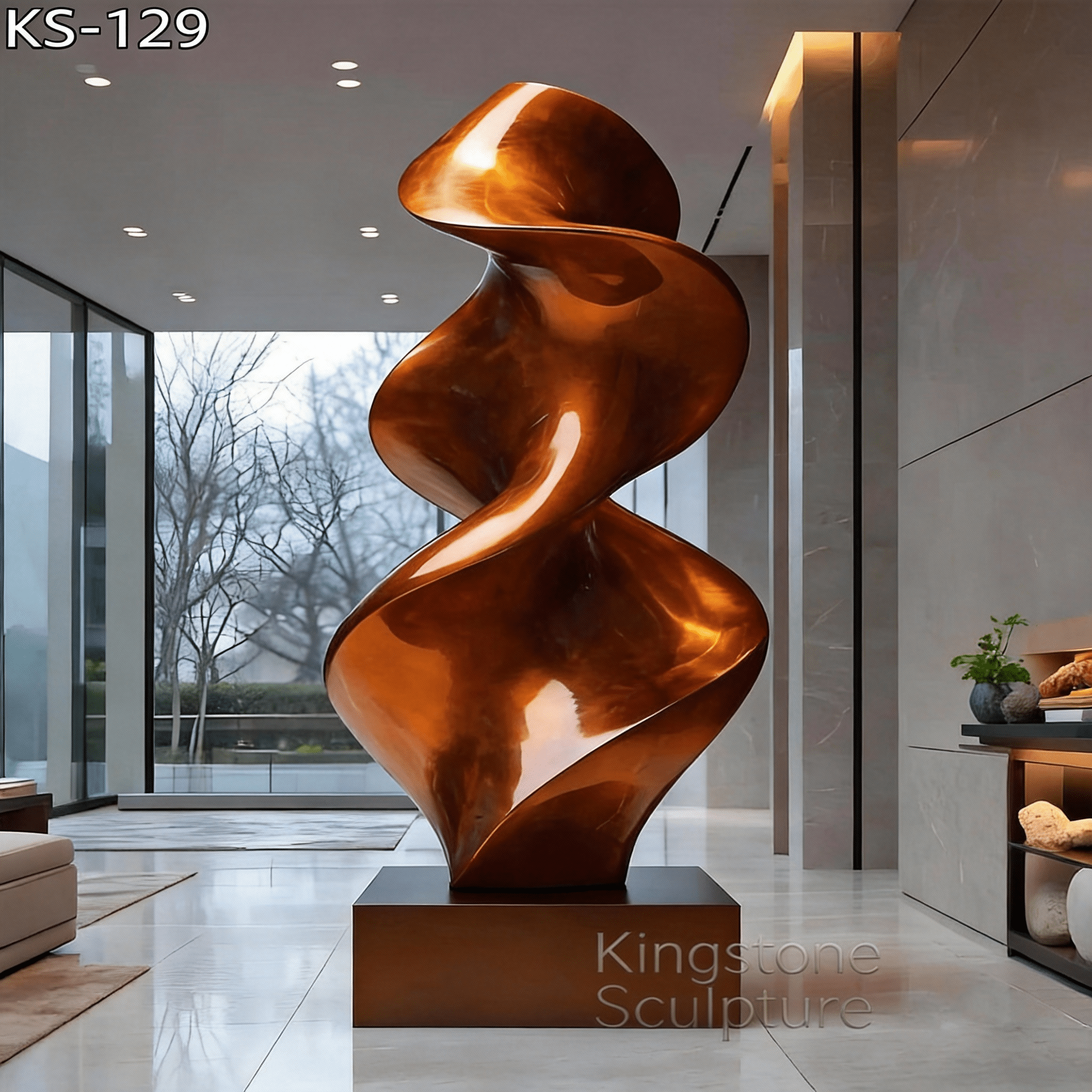 KS - 129 Contemporary Painted Stainless Steel Abstract Twist Sculpture - Kingstone Sculpture