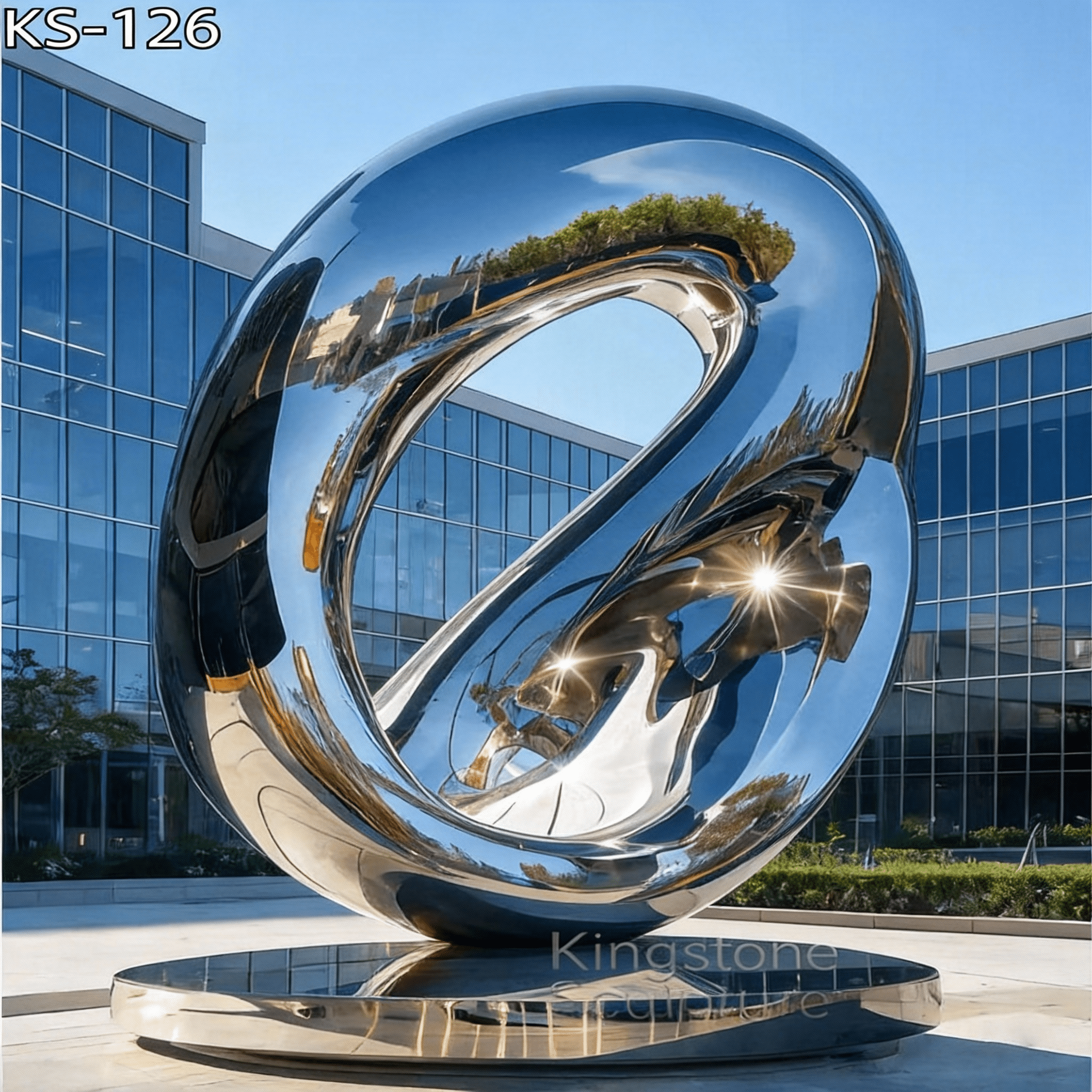 KS - 126 Modern Mirror Stainless Steel Monumental Infinity Twist Sculpture - Kingstone Sculpture
