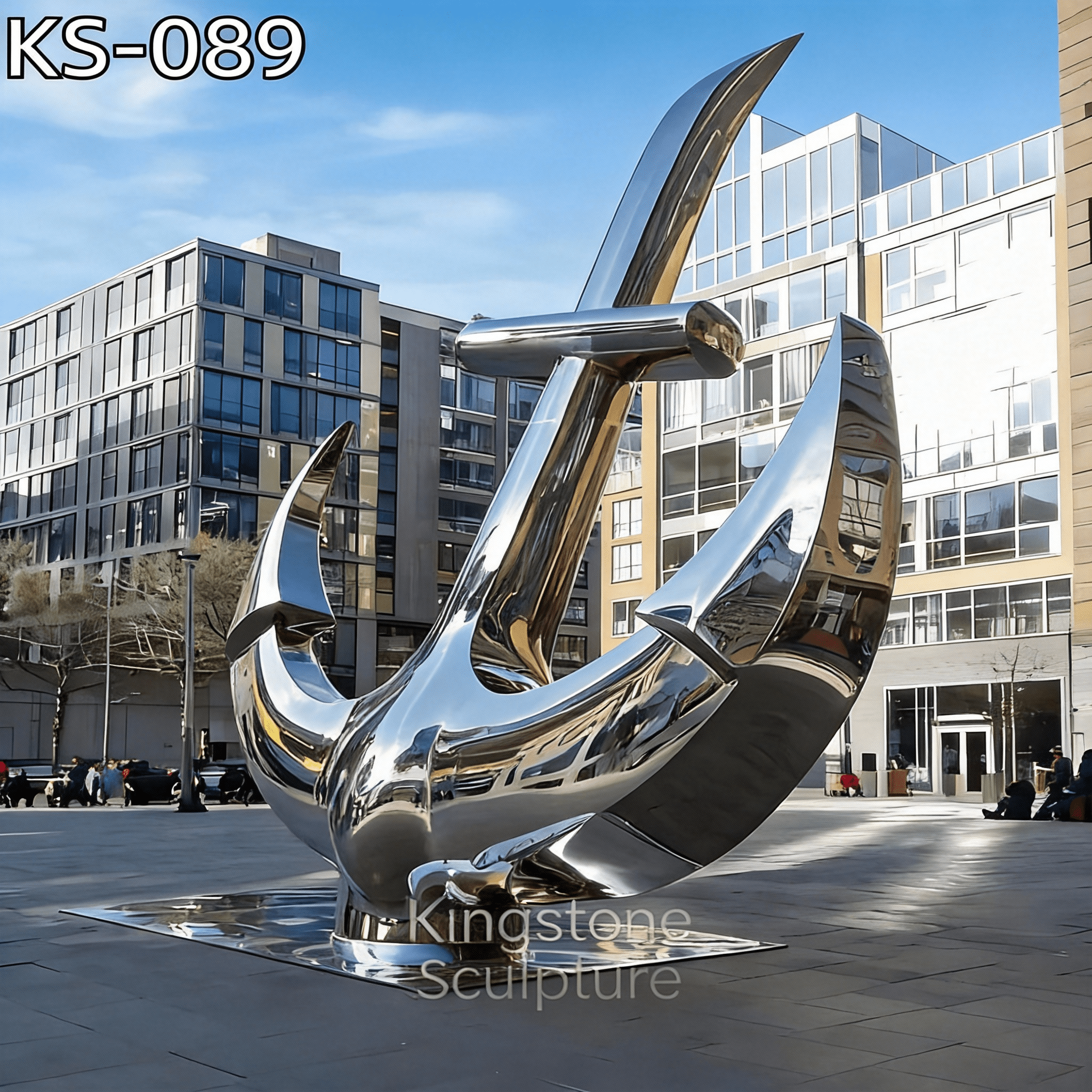 KS - 089 Modern Mirror Stainless Steel Monumental Anchor Sculpture - Kingstone Sculpture