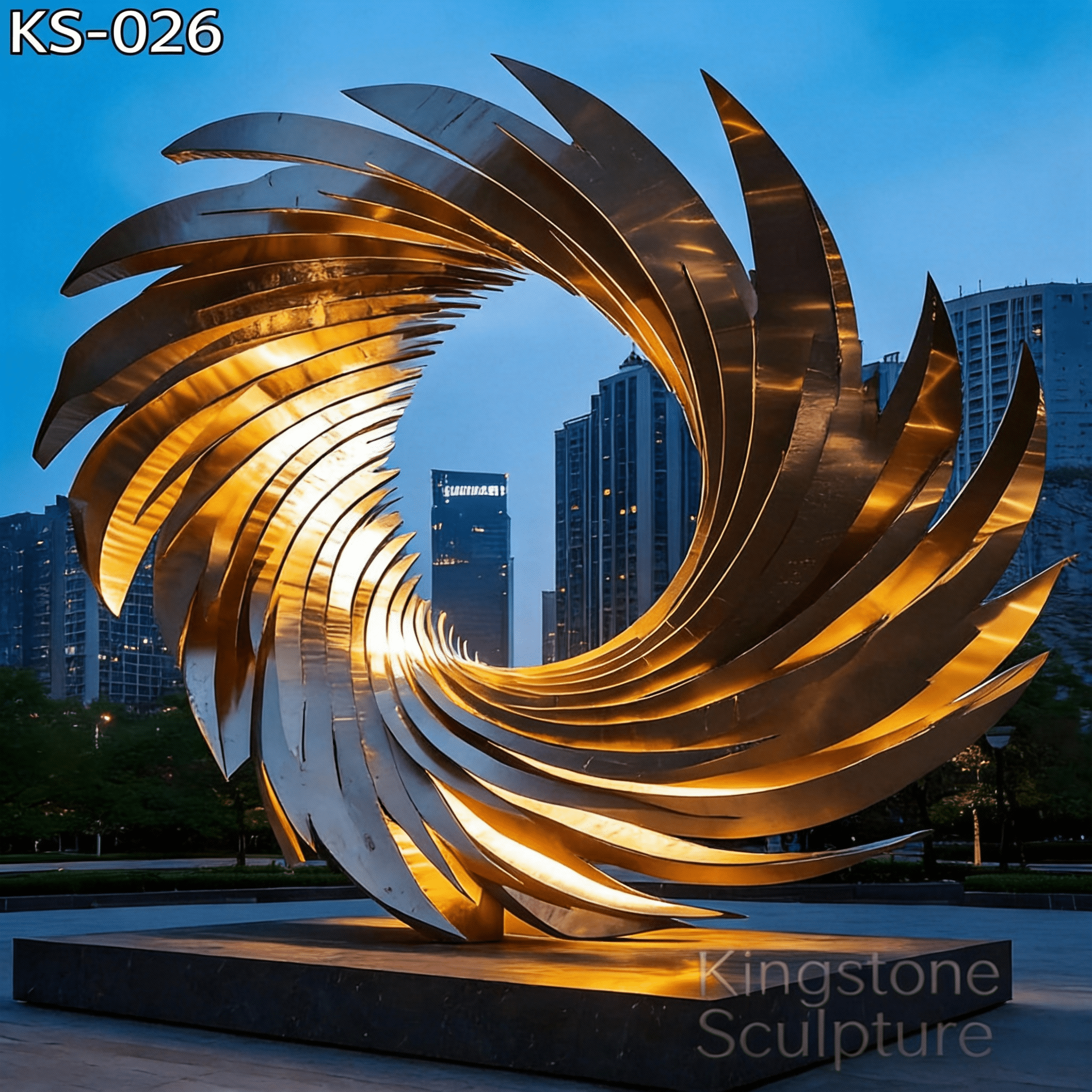 KS - 026 Modern Mirror Stainless Steel Abstract Solar Vortex Sculpture - Kingstone Sculpture