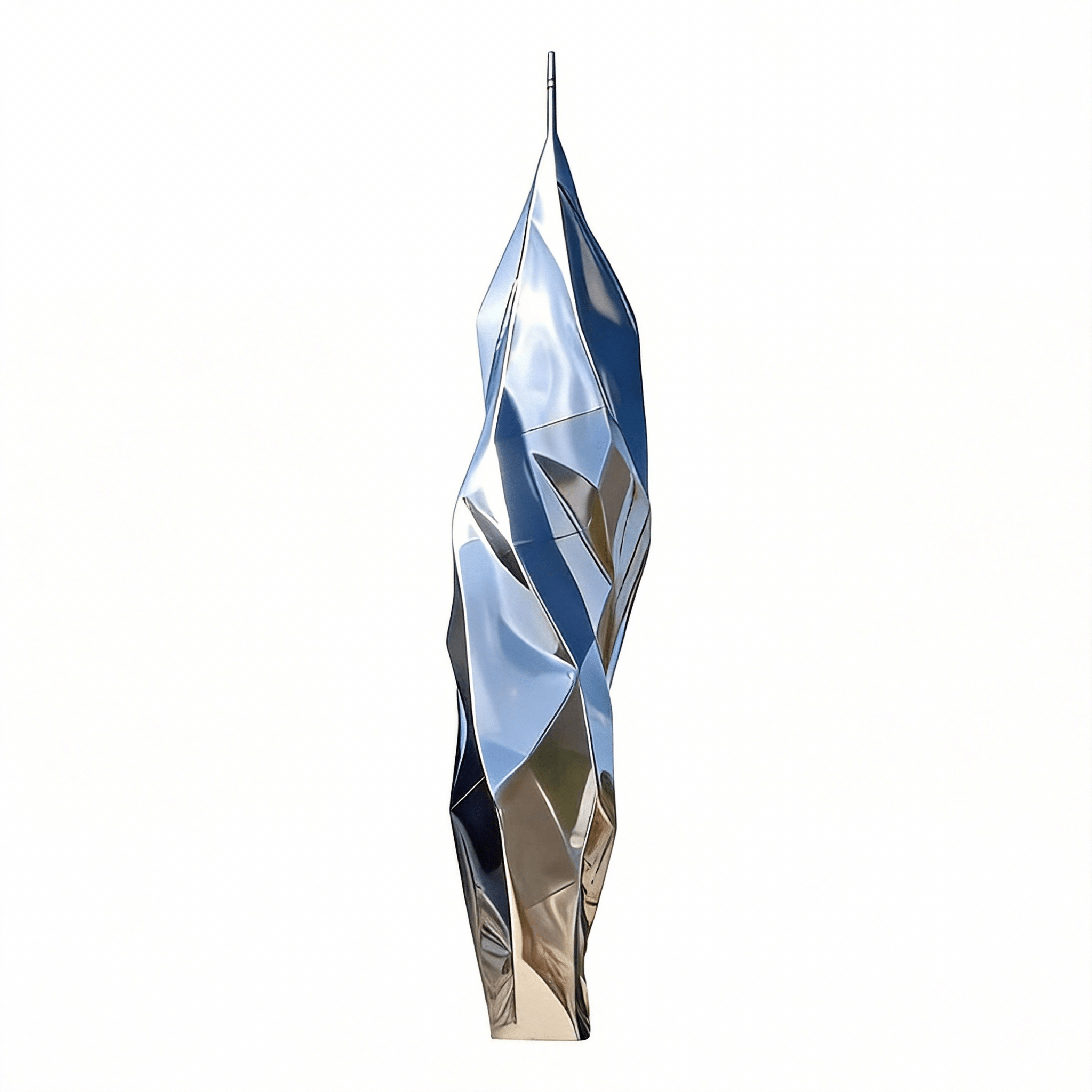 KS - 003 Modern Mirror Stainless Steel Faceted Obelisk Tower Sculpture - Kingstone Sculpture