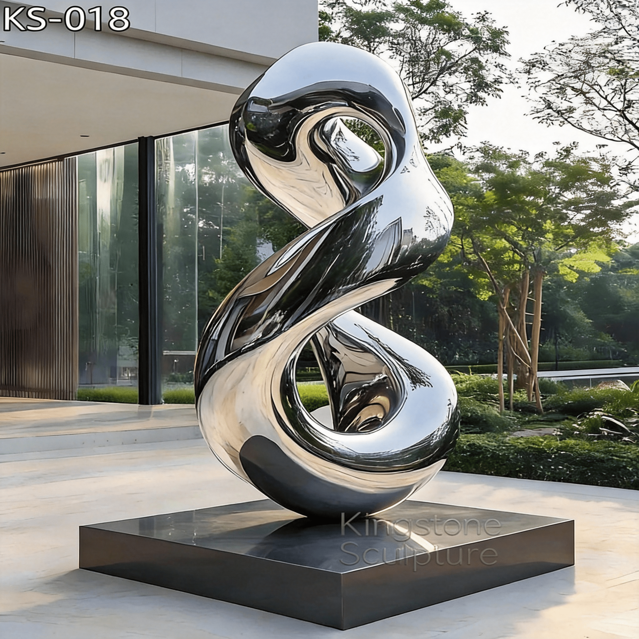 KS - 018 Modern Mirror Stainless Steel Infinite Twist Sculpture - Kingstone Sculpture