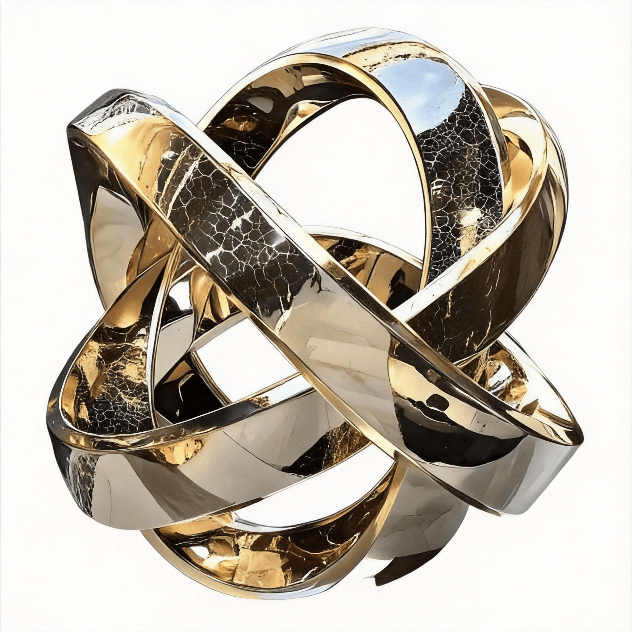 KS - 016 Modern Mirror Stainless Steel Orbital Celestial Sphere Sculpture - Kingstone Sculpture