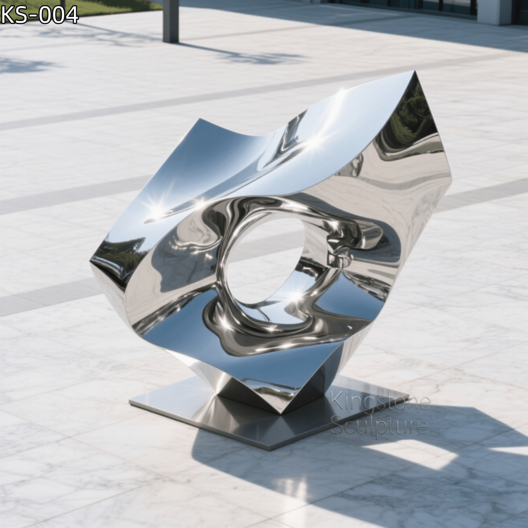 KS - 004 Modern Mirror Stainless Steel Abstract Geometric Portal Sculpture - Kingstone Sculpture