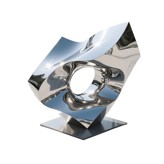 KS - 004 Modern Mirror Stainless Steel Abstract Geometric Portal Sculpture - Kingstone Sculpture