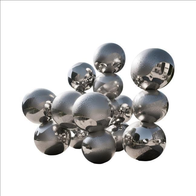 KS - 005 Modern Mirror Stainless Steel Stacked Sphere Cluster Sculpture - Kingstone Sculpture