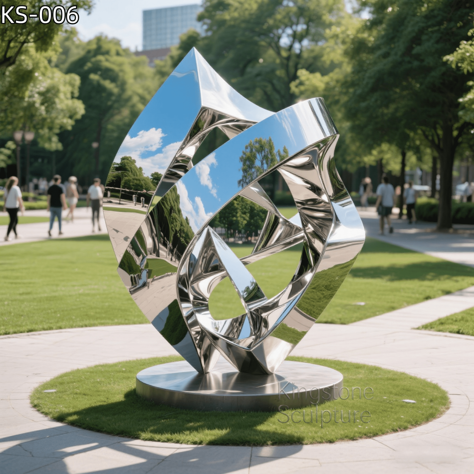 KS - 006 Modern Mirror Stainless Steel Abstract Geometric Vortex Sculpture - Kingstone Sculpture