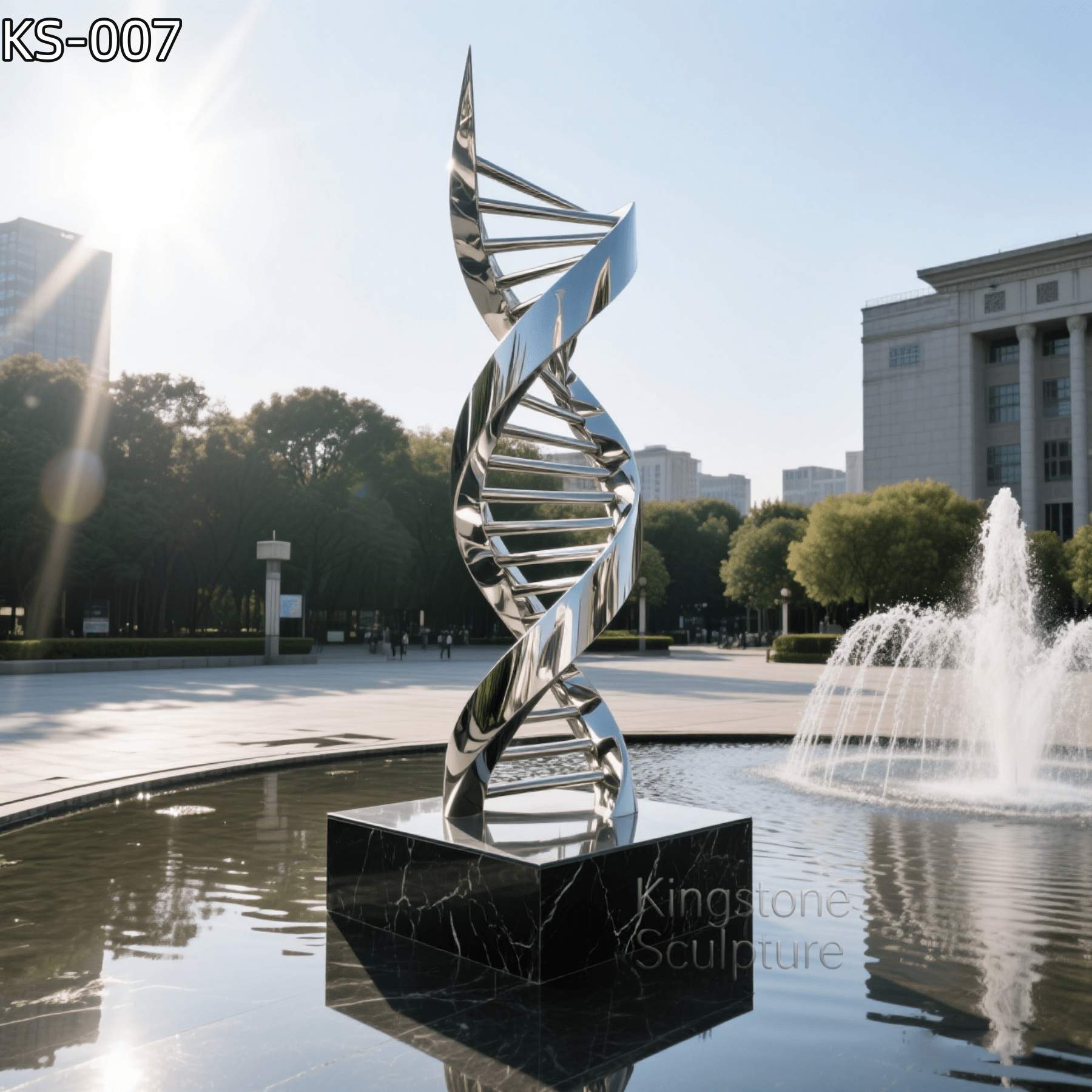 KS - 007 Modern Mirror Stainless Steel Double Helix DNA Sculpture - Kingstone Sculpture