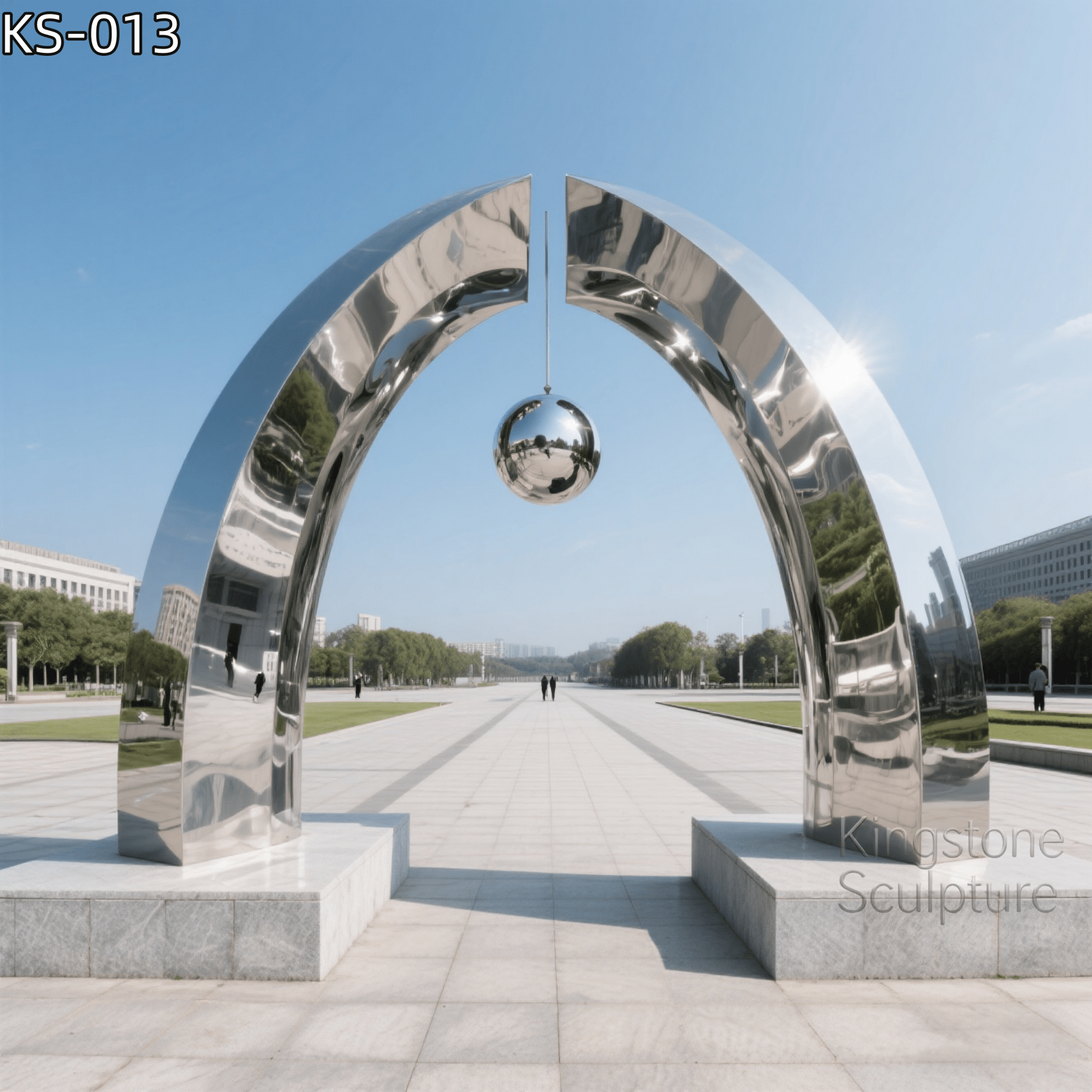 KS - 013 Modern Mirror Stainless Steel Pendulum Archway Sculpture - Kingstone Sculpture